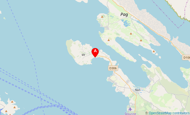 Island of Vir ferry port map