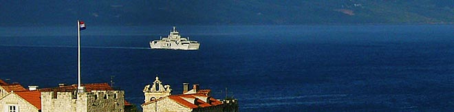 Fast catamaran ferry speeding up the Adriatic Coast