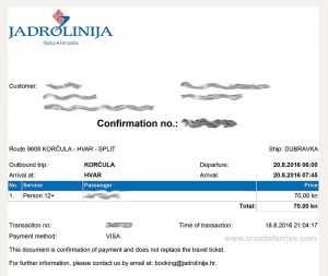 Confirmation Jadrolinija E-ticket (2016)