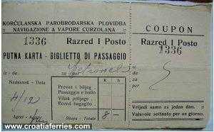 Ferry Ticket Korcula to Metkovic from 1915