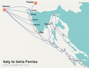 Italy to Istria Ferry Map