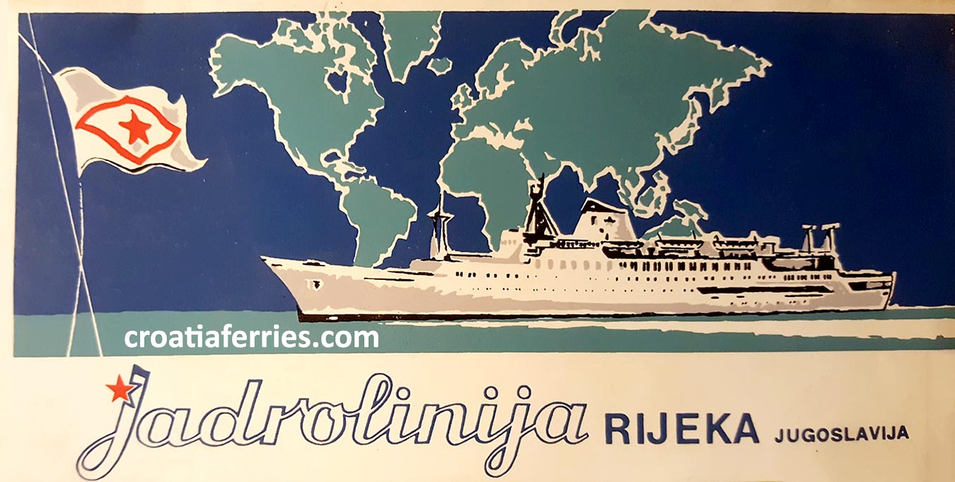 Jadrolinija ferry postcard from 1970s