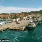 Ferry terminal in Vela Luka with fishing boats