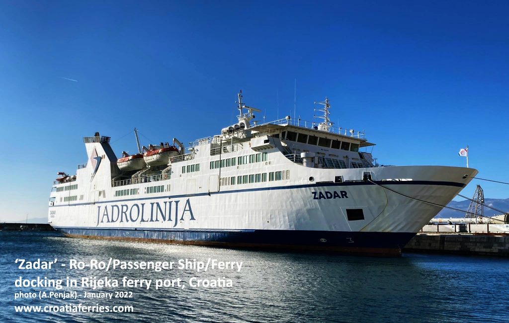 'Zadar' ferry docking in Rijeka ferry port
